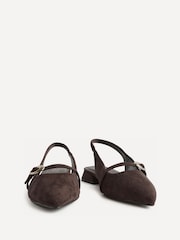 Linzi Brown Revive Wide Fit Pointed Toe Ballet Flats With Buckle Detail - Image 3 of 5