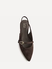 Linzi Brown Revive Wide Fit Pointed Toe Ballet Flats With Buckle Detail - Image 4 of 5