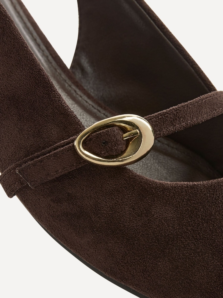 Linzi Brown Revive Wide Fit Pointed Toe Ballet Flats With Buckle Detail - Image 5 of 5 Linzi Brown Revive Wide Fit Pointed Toe Ballet Flats With Buckle Detail - Image 5 of 5