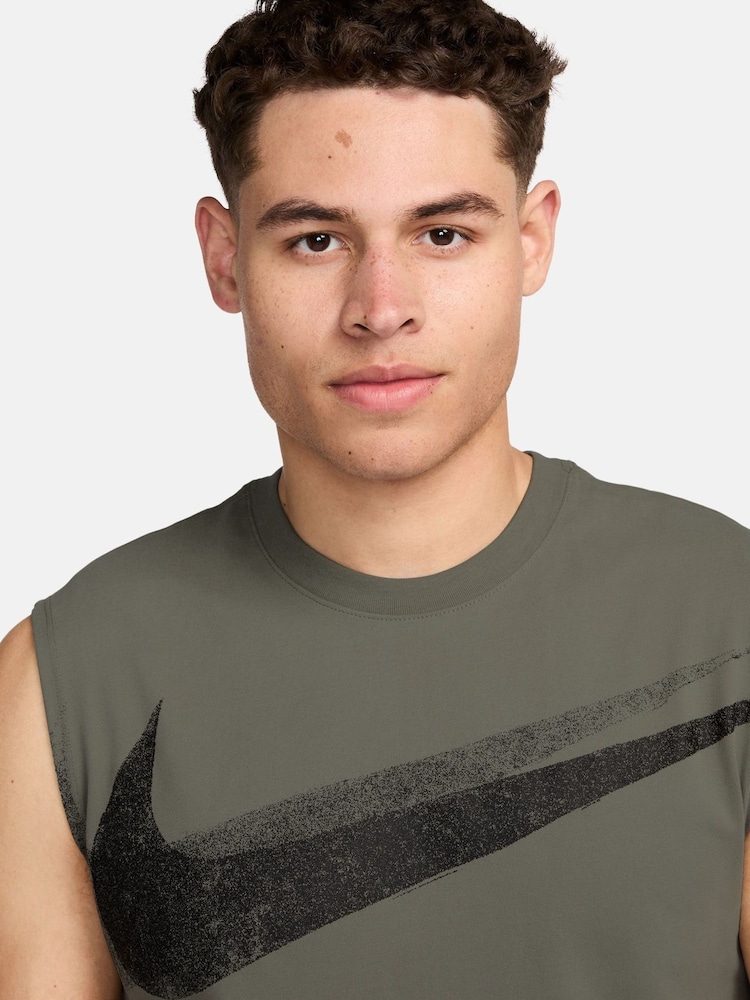 Nike Khaki Dri-FIT Sleeveless Training T-Shirt - Image 3 of 3
