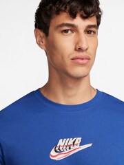 Nike Blue Graphic Printed 100% Cotton T-Shirt - Image 3 of 8