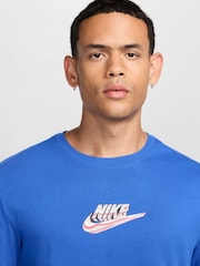 Nike Blue Graphic Printed 100% Cotton T-Shirt - Image 4 of 8