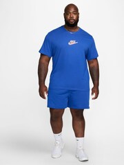 Nike Blue Graphic Printed 100% Cotton T-Shirt - Image 5 of 8