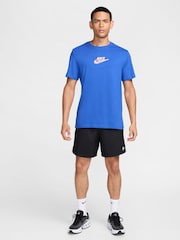 Nike Blue Graphic Printed 100% Cotton T-Shirt - Image 8 of 8