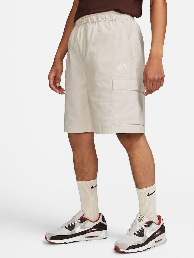 Nike Light Wood Natural 100% Cotton Club Fleece Cargo Shorts - Image 1 of 8