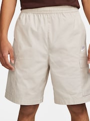 Nike Light Wood Natural 100% Cotton Club Fleece Cargo Shorts - Image 4 of 8