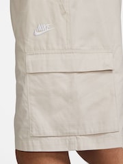 Nike Light Wood Natural 100% Cotton Club Fleece Cargo Shorts - Image 6 of 8