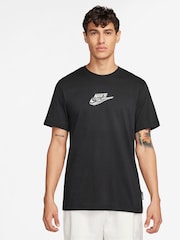 Nike Black Graphic Printed 100% Cotton T-Shirt - Image 1 of 3