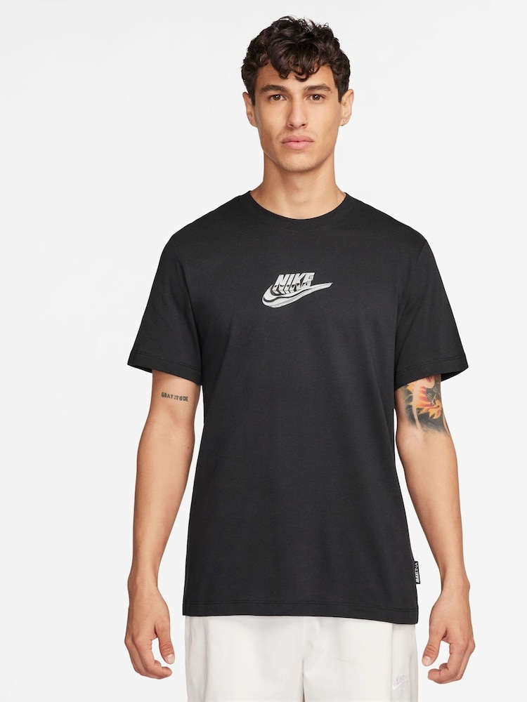 Nike Black Graphic Printed 100% Cotton T-Shirt - Image 1 of 3