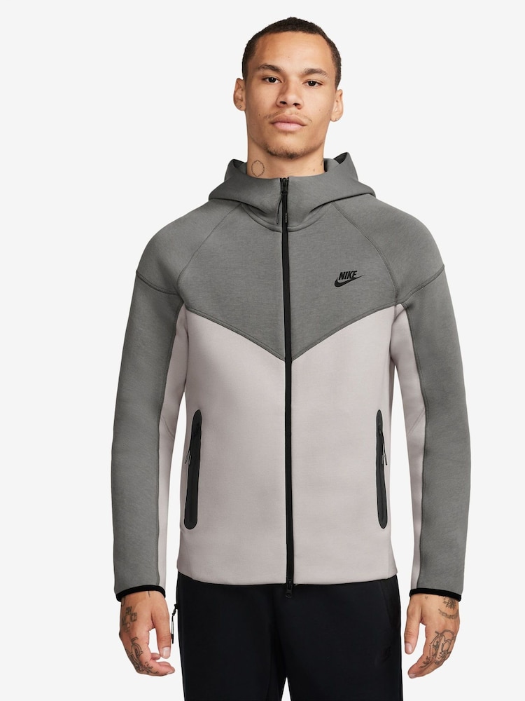 Nike Iron Grey/Black Tech Fleece Zip-Up Hoodie - Image 1 of 7