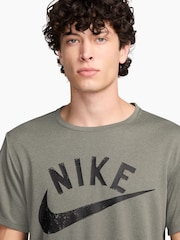 Nike Khaki Miler Swoosh Dri-FIT Short Sleeve Running Top - Image 3 of 3