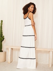 Friends Like These Ivory White Strappy Wavy Embroidered Maxi Dress - Image 4 of 4