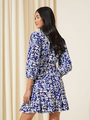 Friends Like These Blue V Neck Belted Mini Shirt Dress - Image 4 of 4