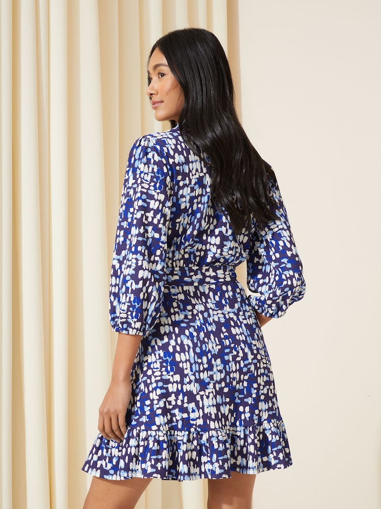 Friends Like These Blue V Neck Belted Mini Shirt Dress - Image 4 of 4 Friends Like These Blue V Neck Belted Mini Shirt Dress - Image 4 of 4