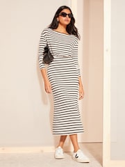 Friends Like These White Jersey Slash Neck Midi Dress - Image 1 of 4
