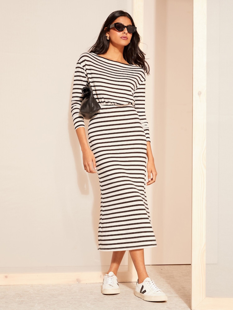 Friends Like These White Jersey Slash Neck Midi Dress - Image 1 of 4