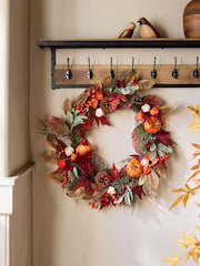 Orange Autumn Pumpkin Large Wreath - Image 1 of 4