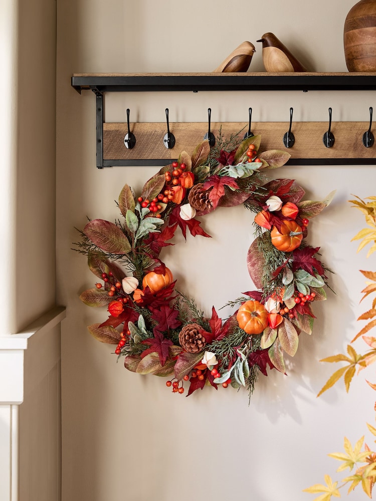 Orange Autumn Pumpkin Large Wreath - Image 1 of 4