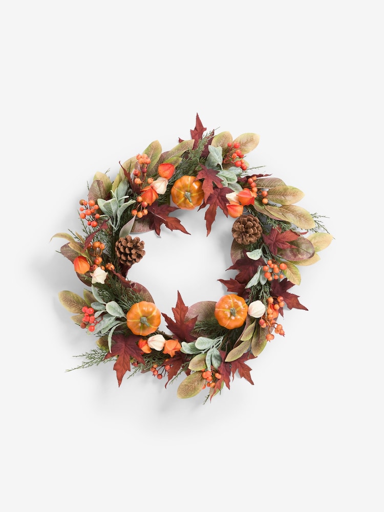 Orange Autumn Pumpkin Large Wreath - Image 4 of 4 Orange Autumn Pumpkin Large Wreath - Image 4 of 4