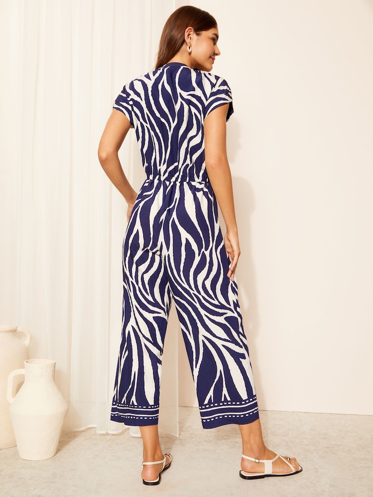Friends Like These Navy Culotte Jumpsuit With Tie Belt - Image 4 of 4