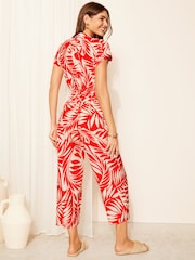 Friends Like These Red Culotte Jumpsuit With Tie Belt - Image 4 of 4