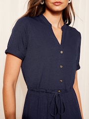 Friends Like These Navy Blue Ribbed Tie Waist Playsuit - Image 2 of 4