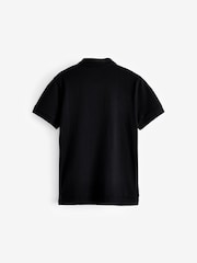 Black Textured Short Sleeve Quarter Zip Polo Shirt (3-16yrs) - Image 2 of 3