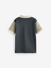 Charcoal Grey Revere Collar Short Sleeve 100% Cotton Polo Shirt (3-16yrs) - Image 6 of 7