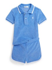 Polo Ralph Lauren Baby Blue Terry Towelling Shirt and Short Set - Image 1 of 3