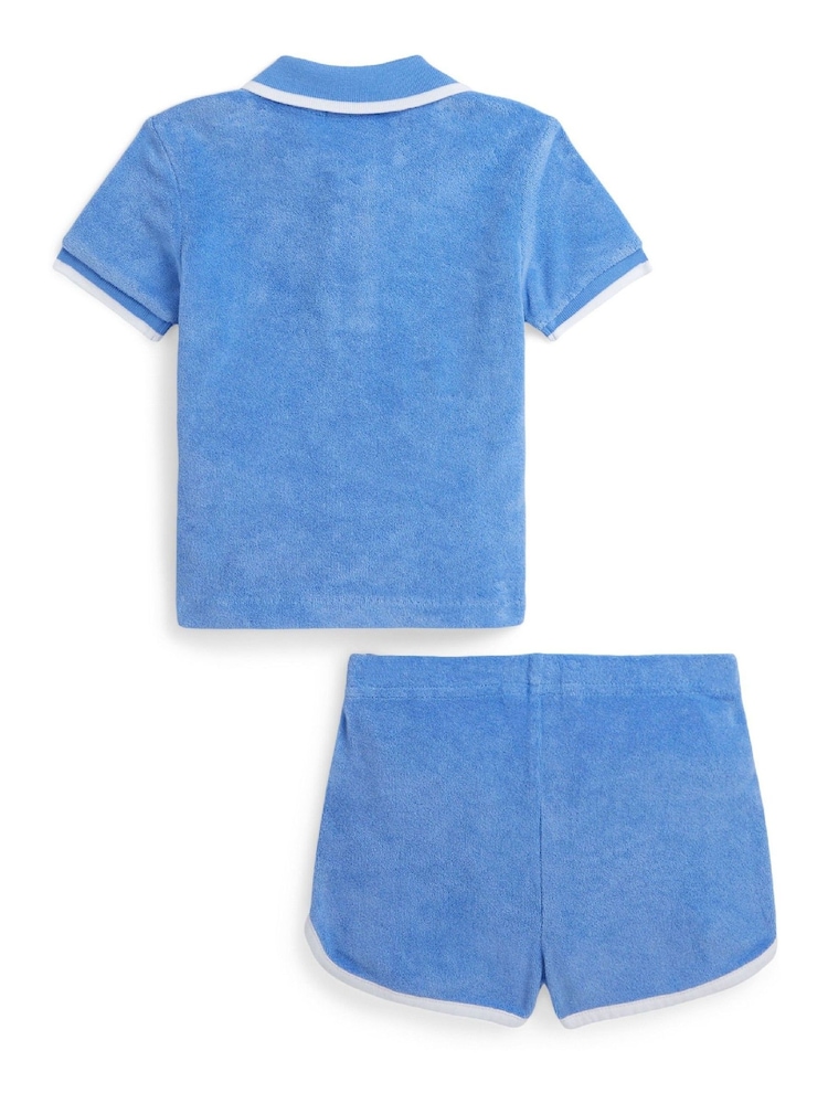 Polo Ralph Lauren Baby Blue Terry Towelling Shirt and Short Set - Image 2 of 3