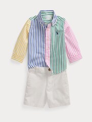 Polo Ralph Lauren Baby Set mit Hemd und Shorts, Weiß - Bild 1 von 4