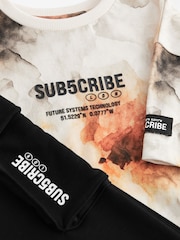 Black/Ecru Subscribe Short Sleeve 100% Cotton T-Shirt and Cargo Jogger Set (3-16yrs) - Image 3 of 3