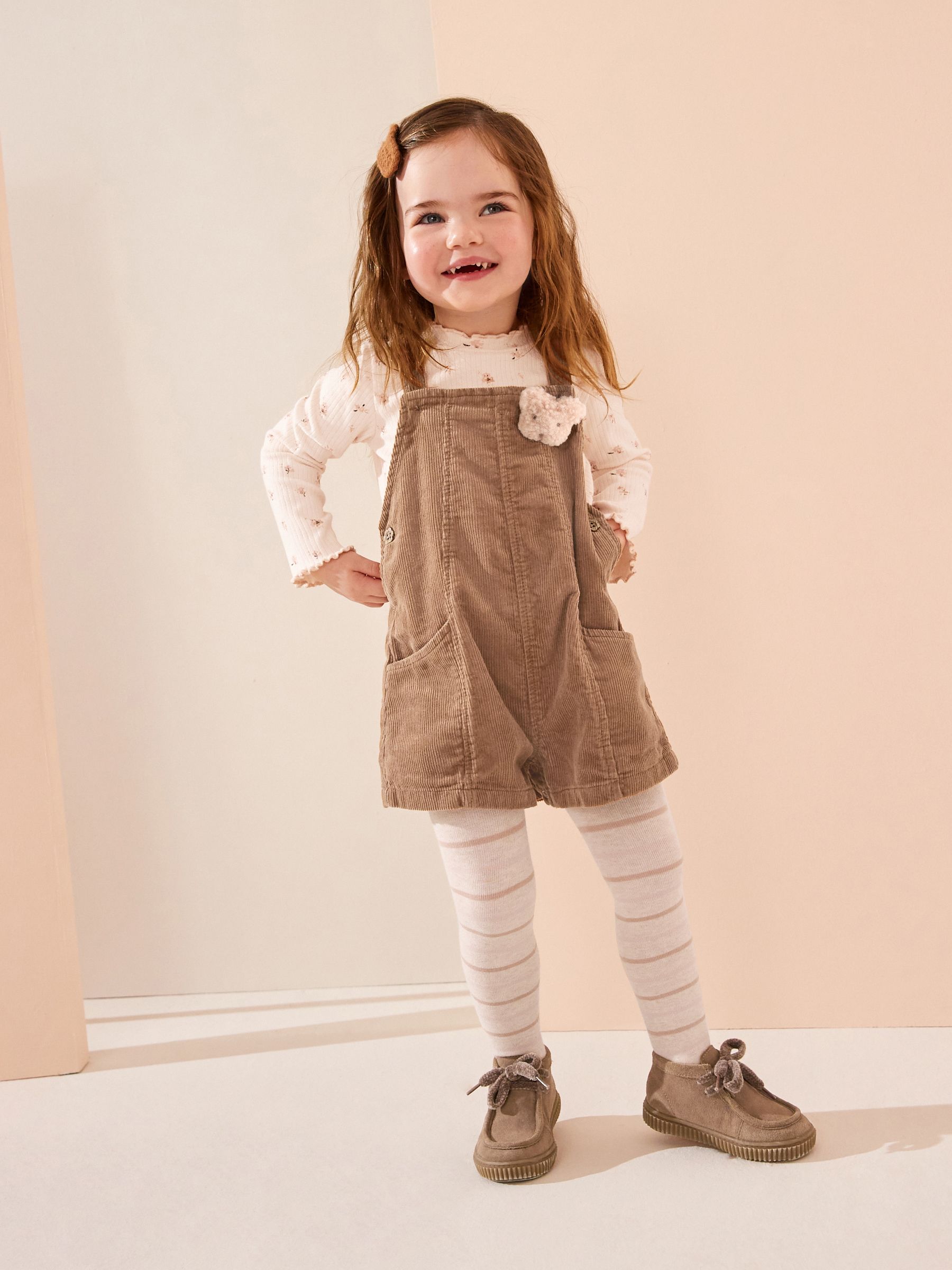 Buy Neutral 100% Cotton Corduroy Dungarees T-Shirt & Tights Buy Neutral 100% Cotton Corduroy Dungarees T-Shirt & Tights