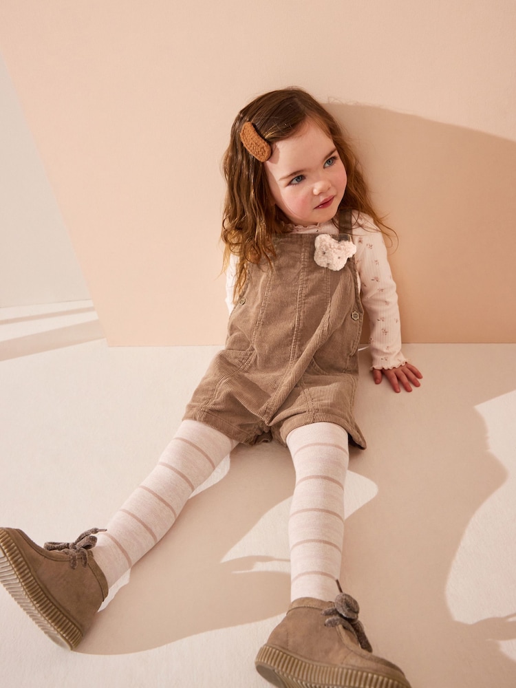 Neutral 100% Cotton Corduroy Dungarees T-Shirt & Tights Set (3mths-7yrs) - Image 2 of 9 Neutral 100% Cotton Corduroy Dungarees T-Shirt & Tights Set (3mths-7yrs) - Image 2 of 9