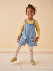 Denim Cat Embellished 100% Cotton Dungarees 3 Piece Set (3mths-7yrs) - Image 1 of 10