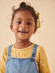 Denim Cat Embellished 100% Cotton Dungarees 3 Piece Set (3mths-7yrs) - Image 4 of 10