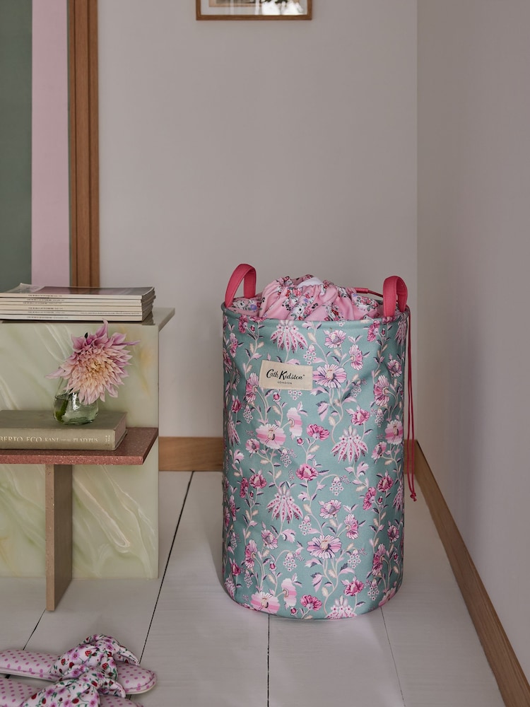 Cath Kidston Green/Pink Floral Laundry Hamper - Image 1 of 7