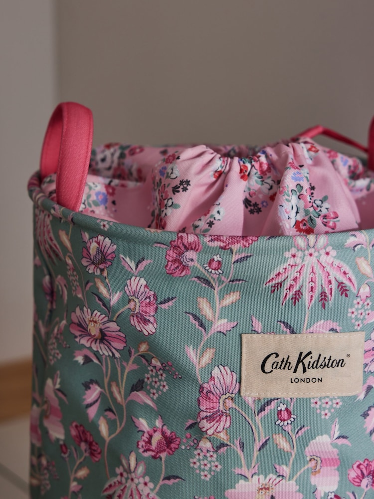 Cath Kidston Green/Pink Floral Laundry Hamper - Image 2 of 7