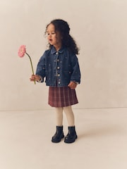 Red Denim Shirt and Check Skirt Set (3mths-7yrs) - Image 1 of 9