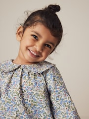 Marineblau mit floralem Muster - Set mit Bluse, Shorts und Strumpfhose aus 100% Baumwolle (3Monate-7Jahre) - Bild 4 von 8