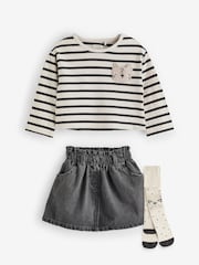 Black/White 100% Cotton Skirt, T-Shirt and Tights Set (3mths-7yrs) - Image 7 of 11