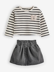 Black/White 100% Cotton Skirt, T-Shirt and Tights Set (3mths-7yrs) - Image 8 of 11