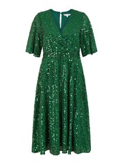 Yumi Green All Over Sequin Wrap Midi Dress - Image 5 of 5