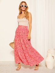 Friends Like These Pink Tile Tiered Cotton Maxi Skirt - Image 5 of 6