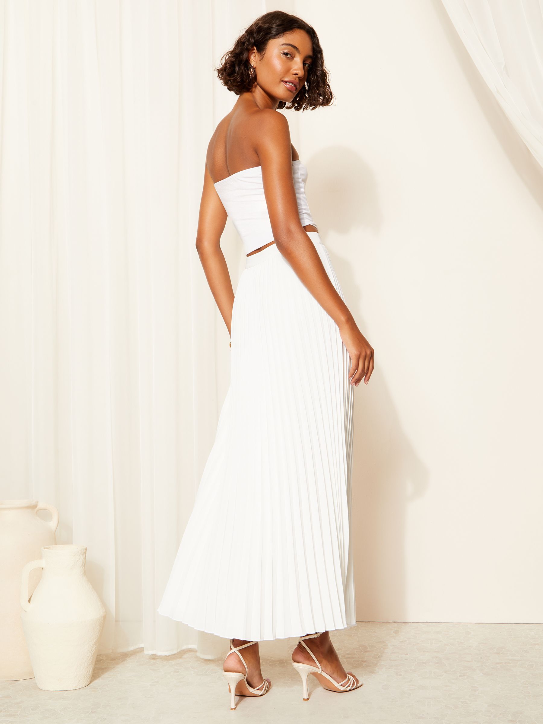 Buy Friends Like These White Crepe Pleated Flowy Maxi Skirt from Next France