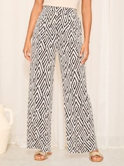 Friends Like These Black/White Wide Leg Textured Co Ord Trousers - Image 1 of 4