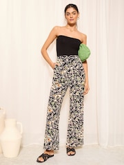 Friends Like These Black Floral Wide Leg Textured Co Ord Trousers - Image 3 of 4