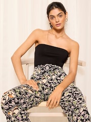 Friends Like These Black Floral Wide Leg Textured Co Ord Trousers - Image 4 of 4