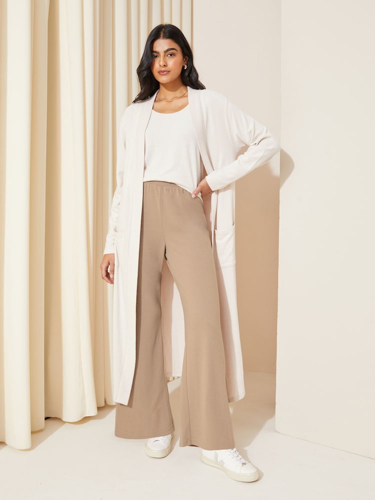 Friends Like These Beige Soft Touch Wide Leg Jersey Trousers - Image 2 of 4