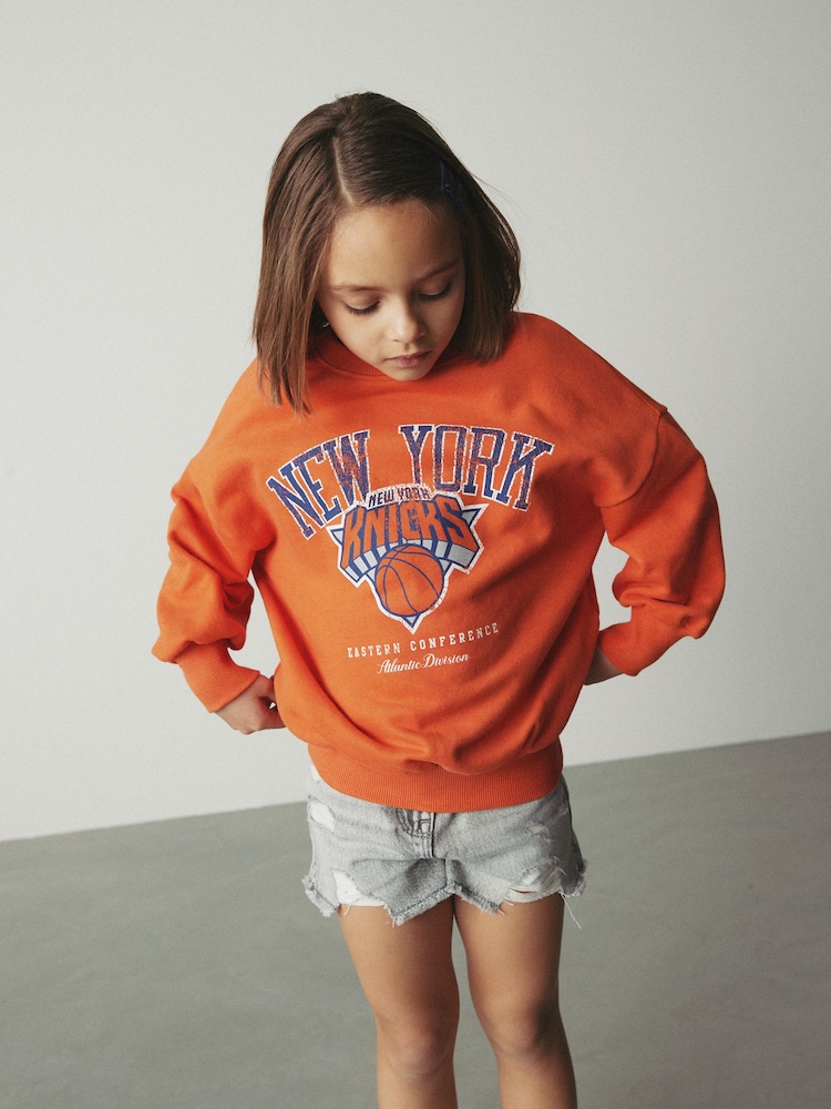 Orange New York Knicks NBA License Sweatshirt (3-16yrs) - Image 2 of 8